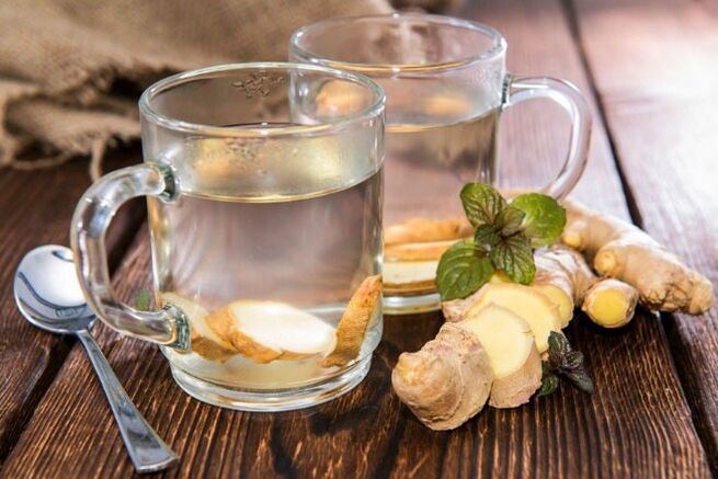 شاي الزنجبيل هو مشروب لذيذ وشفاء لزيادة فاعلية الذكور. 